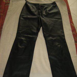 women's black leather pants
